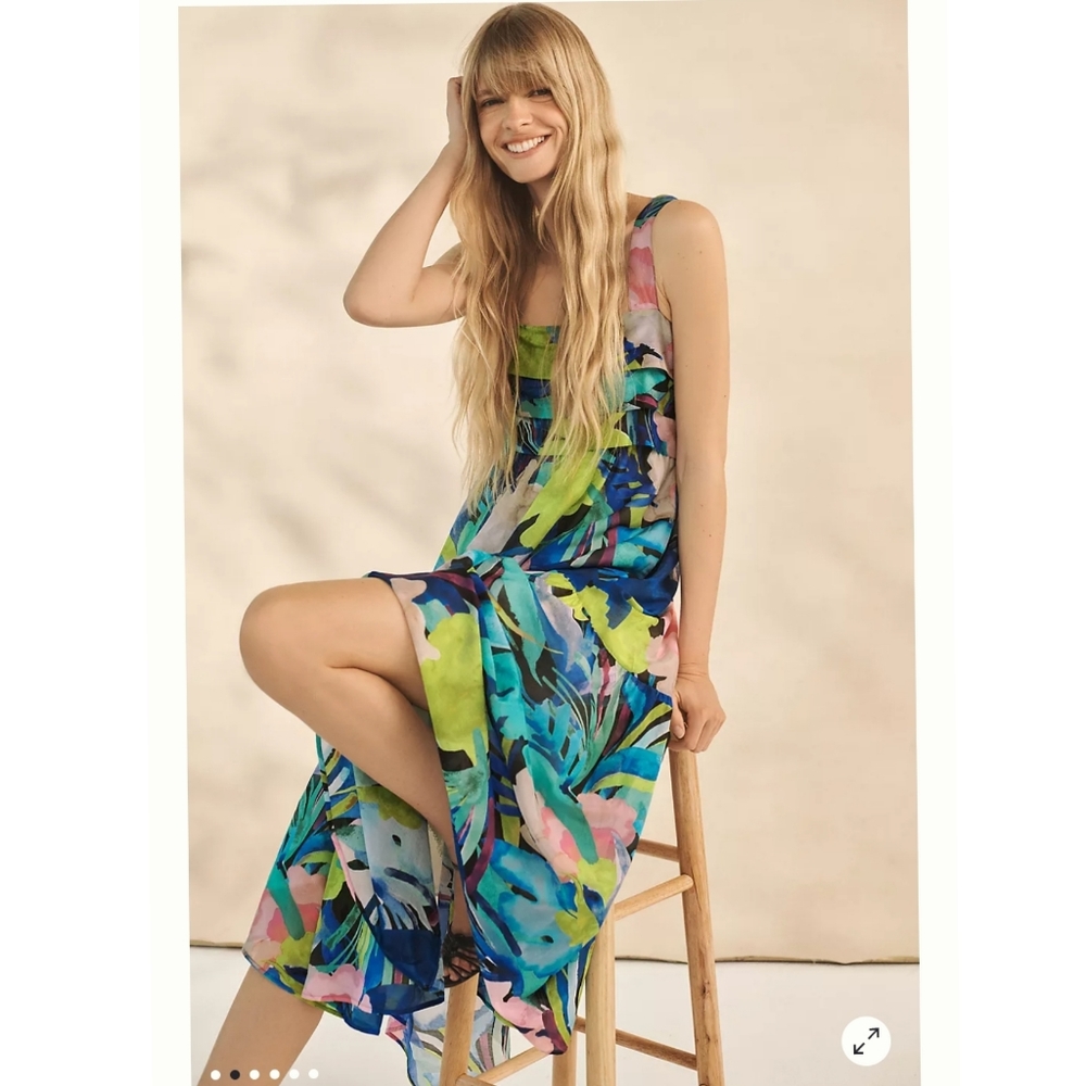 Anthropologie Sunny Midi Dress Size L - Picture 4 of 13